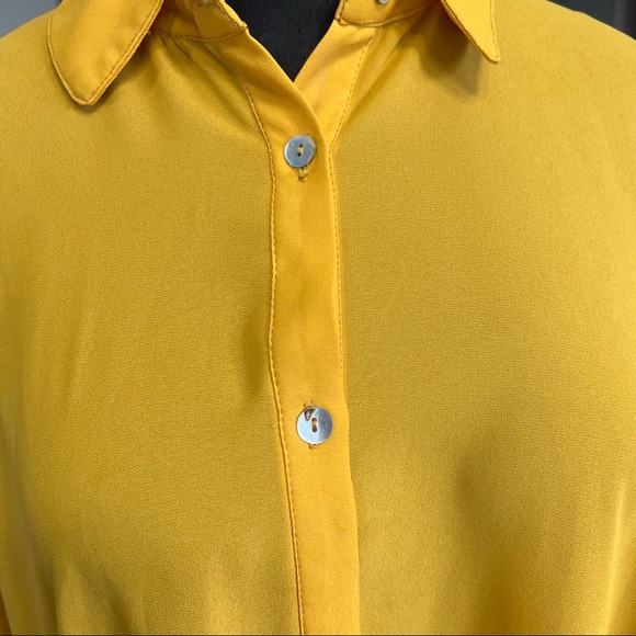 Kaktus button down cropped pleaded top Large - Picture 4 of 11